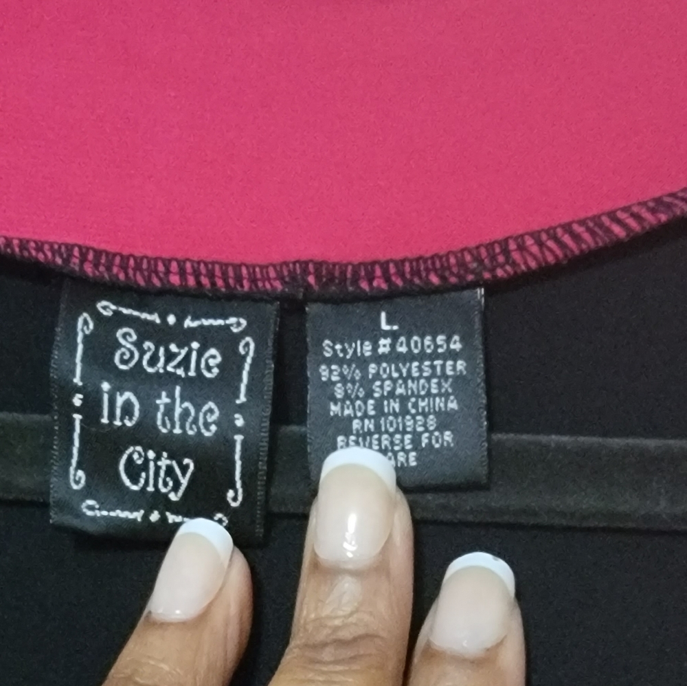 SUZIE IN THE CITY BLACK & PINK SHEATH DRESS - Picture 5 of 9